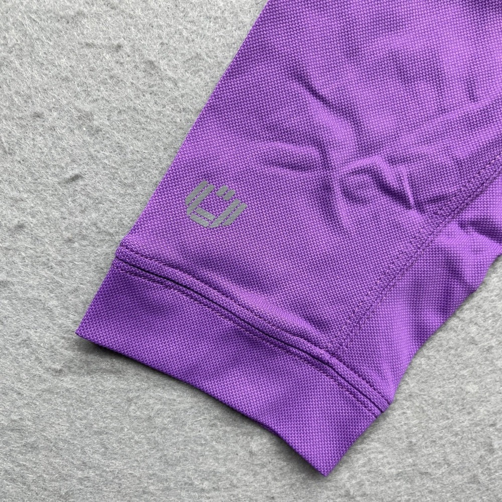 IBKÜL Mens Long Sleeve Polo Shirt Purple Large IceFil Performance Golf Top - Picture 3 of 5
